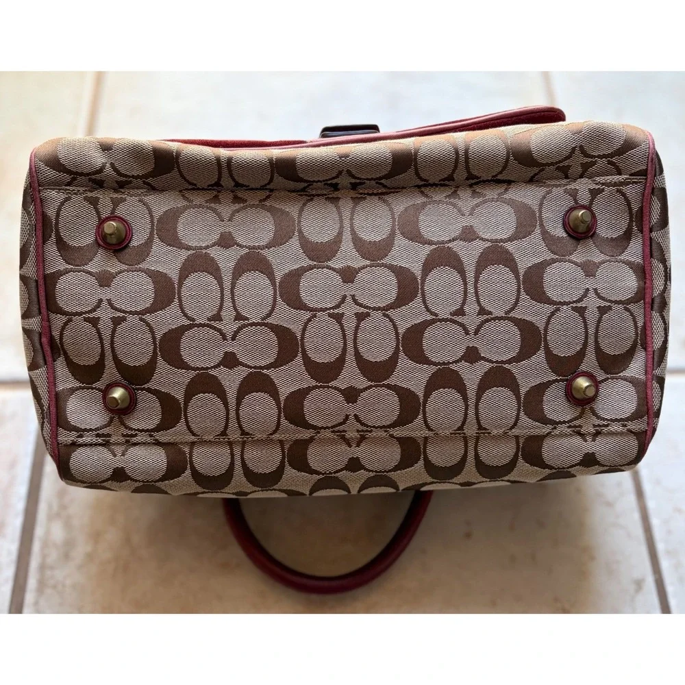 Y2K Coach Special Edition Fall 2004 Signature Canvas Satchel Bag Burgundy Red